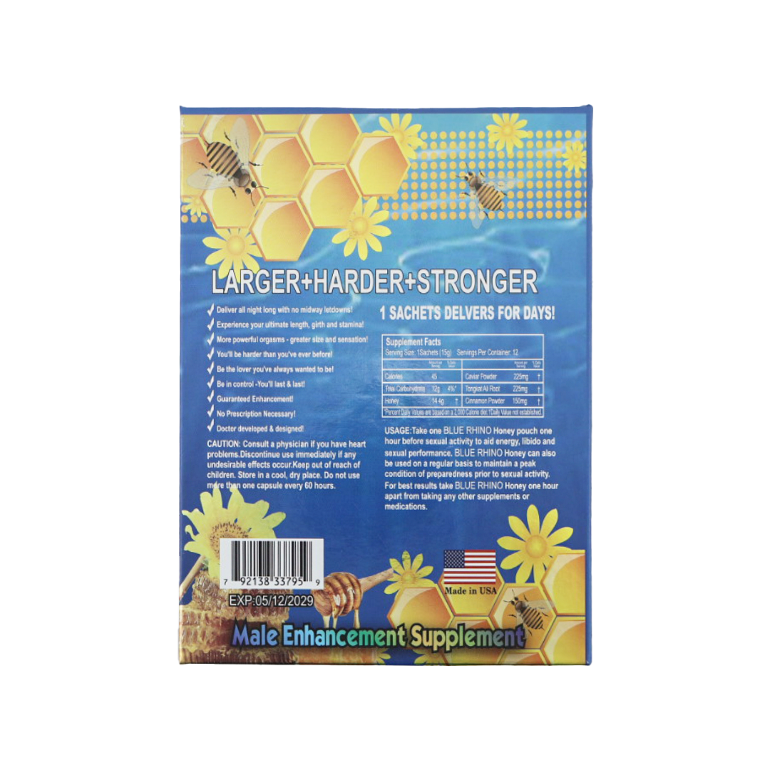 Blue Rhino Honey (12 Sachets × 15g) — product photo 1 | GoldenClimax.co