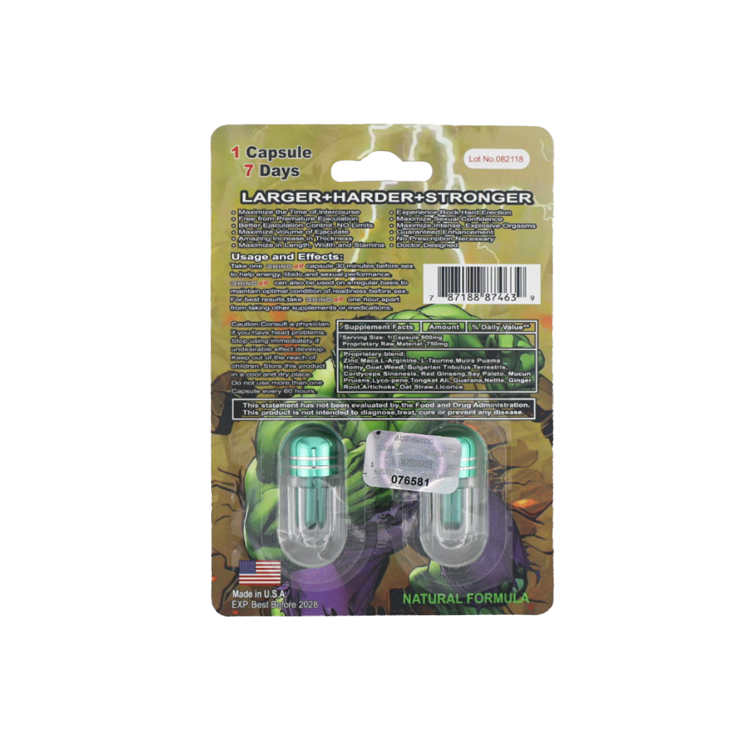 Rhino 69 30K Hulk Edition (2 Capsules) — product photo 1 | GoldenClimax.co