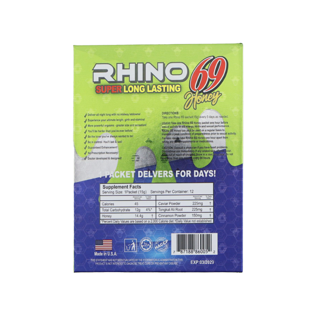 Rhino 69 Kiwi Honey (12 Sachets) — product photo 1 | GoldenClimax.co