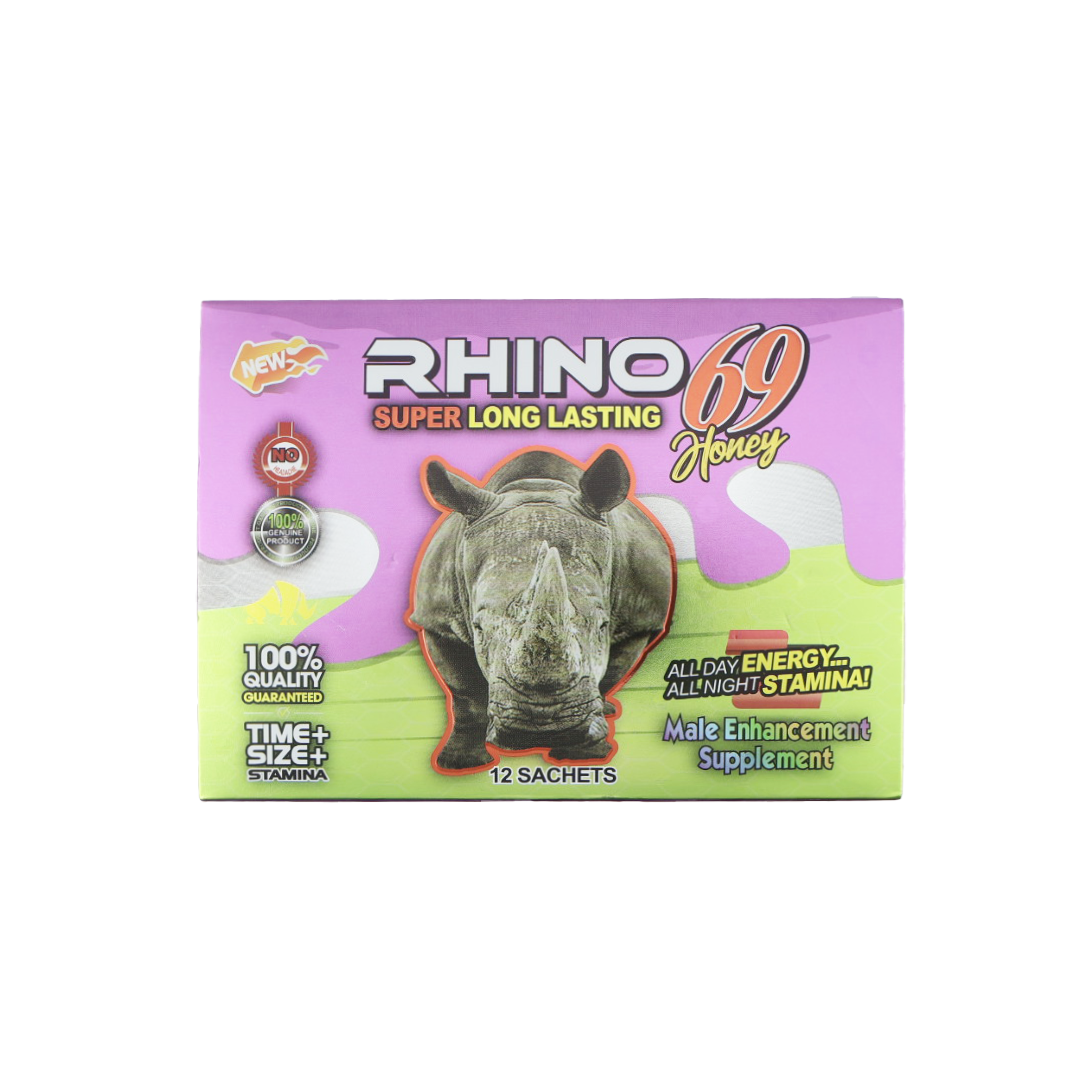 Rhino 69 Super Long Lasting Purple Honey (12 Sachets) — Buy online at GoldenClimax.co