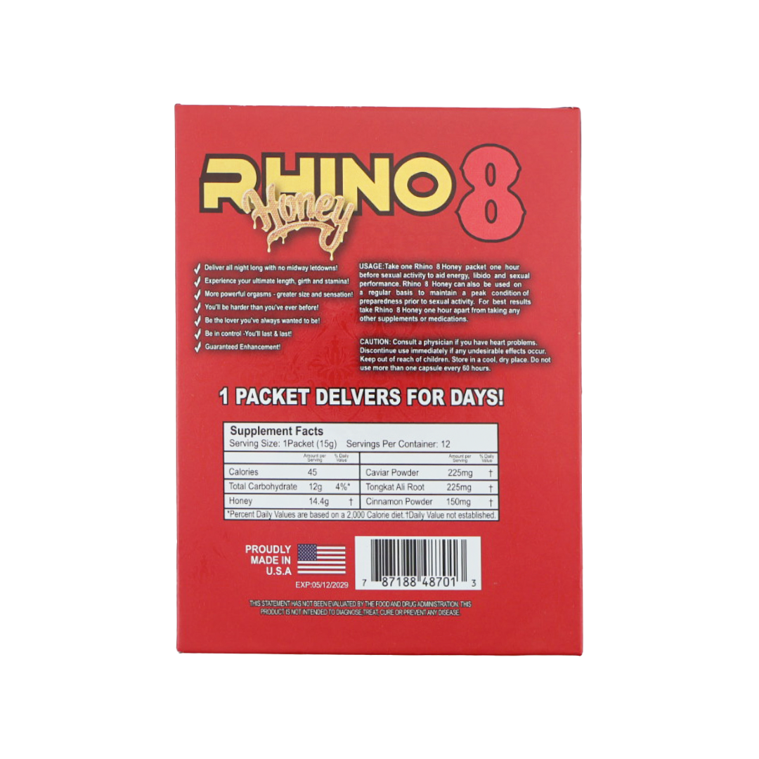 Rhino 8 Enhancement Honey (12 Sachets) — product photo 1 | GoldenClimax.co
