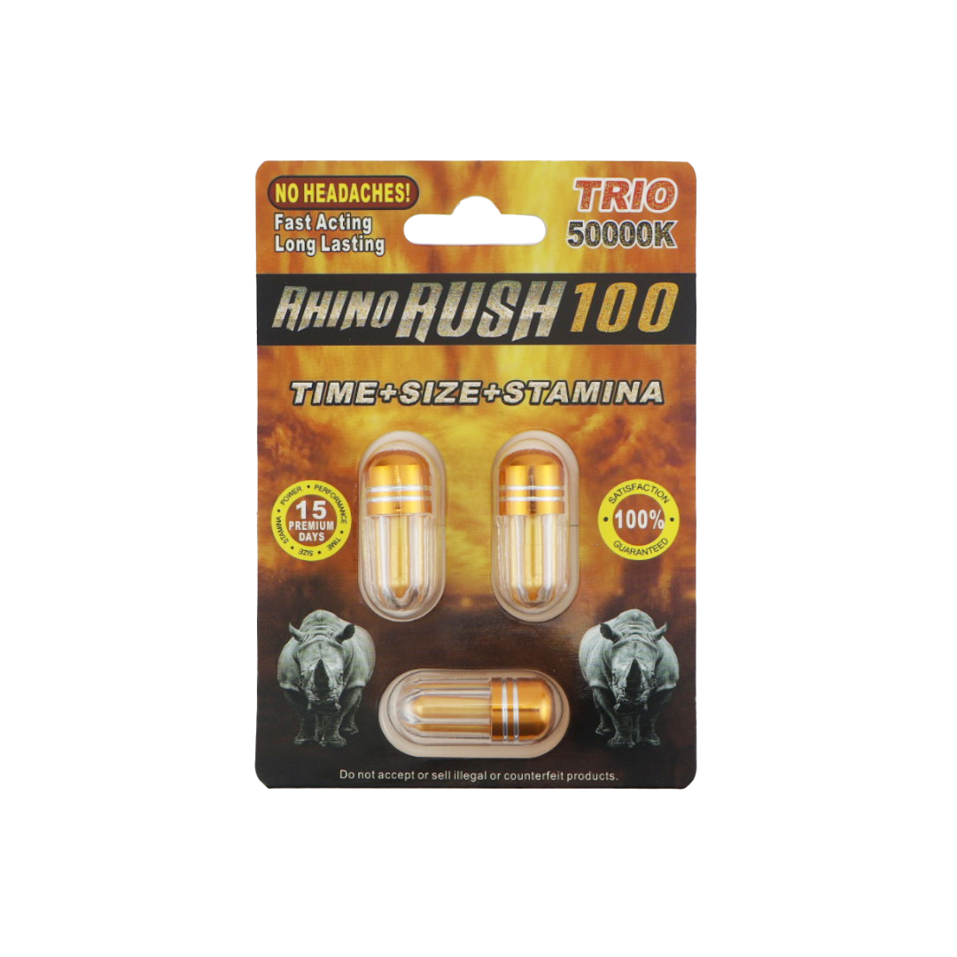 Rhino Rush 100 50000K Trio (3 Capsules) — Buy online at GoldenClimax.co